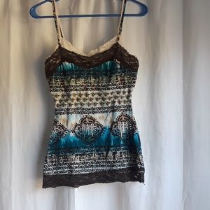 Print Cami with Lace